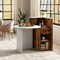 Oval Reception Desk with Lockable Drawer and Adjustable Open Shelf